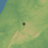 Shaded relief of the 53 km around Batalha, drawn from the GMTED2010 grid