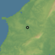 Shaded relief of the 54 km around Bombarral, drawn from the GMTED2010 grid
