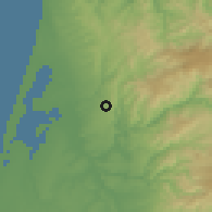 Shaded relief of the 53 km around Branca, drawn from the GMTED2010 grid
