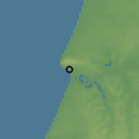 Shaded relief of the 53 km around Buarcos, drawn from the GMTED2010 grid