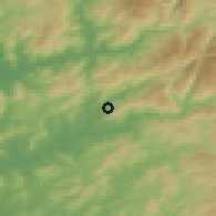 Shaded relief of the 53 km around Caldelas, drawn from the GMTED2010 grid