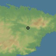 Shaded relief of the 59 km around Juncos, drawn from the GMTED2010 grid