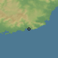 Shaded relief of the 59 km around Lamboglia, drawn from the GMTED2010 grid