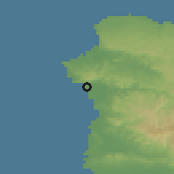 Shaded relief of the 59 km around La Playa, drawn from the GMTED2010 grid