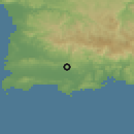 Shaded relief of the 59 km around Liborio Negrón Torres, drawn from the GMTED2010 grid