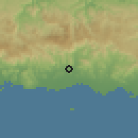 Shaded relief of the 59 km around Luis Lloréns Torres, drawn from the GMTED2010 grid