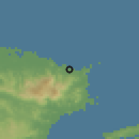 Shaded relief of the 59 km around Luquillo, drawn from the GMTED2010 grid