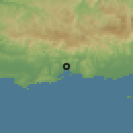 Shaded relief of the 59 km around Magas Arriba, drawn from the GMTED2010 grid