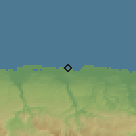 Shaded relief of the 59 km around Manatí, drawn from the GMTED2010 grid