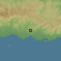Shaded relief of the 59 km around Mariano Colón, drawn from the GMTED2010 grid