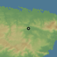 Shaded relief of the 59 km around Bairoa, drawn from the GMTED2010 grid