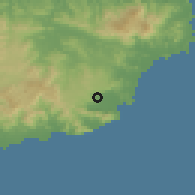 Shaded relief of the 59 km around Martorell, drawn from the GMTED2010 grid