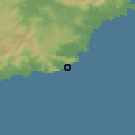 Shaded relief of the 59 km around Maunabo, drawn from the GMTED2010 grid