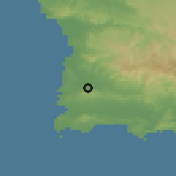 Shaded relief of the 59 km around Monte Grande, drawn from the GMTED2010 grid
