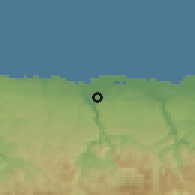 Shaded relief of the 59 km around Bajadero, drawn from the GMTED2010 grid