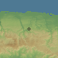 Shaded relief of the 59 km around Morovis, drawn from the GMTED2010 grid