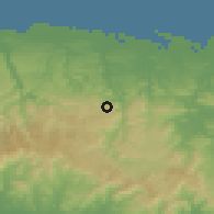 Shaded relief of the 59 km around Naranjito, drawn from the GMTED2010 grid