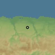 Shaded relief of the 59 km around Pajonal, drawn from the GMTED2010 grid