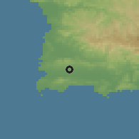Shaded relief of the 59 km around Palmarejo, drawn from the GMTED2010 grid