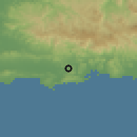 Shaded relief of the 59 km around Palomas, drawn from the GMTED2010 grid