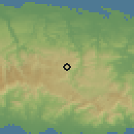 Shaded relief of the 59 km around Palomas, drawn from the GMTED2010 grid