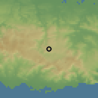 Shaded relief of the 59 km around Parcelas La Milagrosa, drawn from the GMTED2010 grid