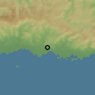 Shaded relief of the 59 km around Parcelas Peñuelas, drawn from the GMTED2010 grid