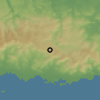 Shaded relief of the 59 km around Pastos, drawn from the GMTED2010 grid