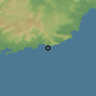 Shaded relief of the 59 km around Patillas, drawn from the GMTED2010 grid