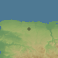 Shaded relief of the 59 km around Piedra Gorda, drawn from the GMTED2010 grid