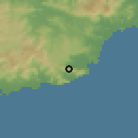 Shaded relief of the 59 km around Playita, drawn from the GMTED2010 grid