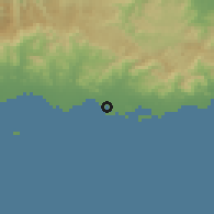 Shaded relief of the 59 km around Playita, drawn from the GMTED2010 grid
