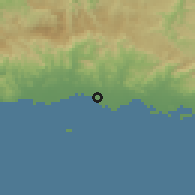 Shaded relief of the 59 km around Playita Cortada, drawn from the GMTED2010 grid