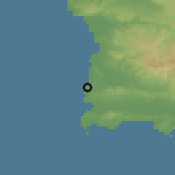 Shaded relief of the 59 km around Puerto Real, drawn from the GMTED2010 grid