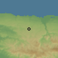 Shaded relief of the 59 km around Quebrada, drawn from the GMTED2010 grid