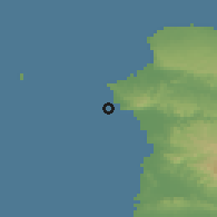 Shaded relief of the 59 km around Rincón, drawn from the GMTED2010 grid