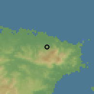 Shaded relief of the 59 km around Río Grande, drawn from the GMTED2010 grid