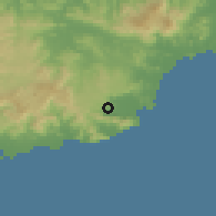 Shaded relief of the 59 km around Rosa Sánchez, drawn from the GMTED2010 grid