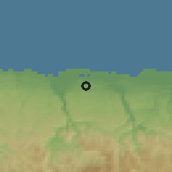 Shaded relief of the 59 km around Sabana Hoyos, drawn from the GMTED2010 grid