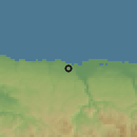 Shaded relief of the 59 km around San Antonio, drawn from the GMTED2010 grid
