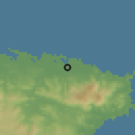 Shaded relief of the 59 km around San Isidro, drawn from the GMTED2010 grid