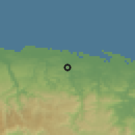 Shaded relief of the 59 km around San José, drawn from the GMTED2010 grid