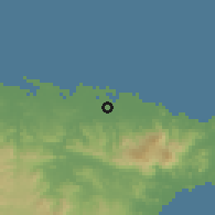 Shaded relief of the 59 km around Santa Bárbara, drawn from the GMTED2010 grid