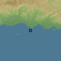 Shaded relief of the 59 km around Santa Isabel, drawn from the GMTED2010 grid
