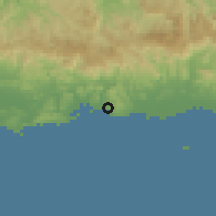 Shaded relief of the 59 km around Tallaboa, drawn from the GMTED2010 grid