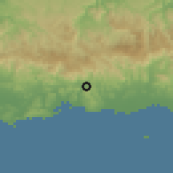 Shaded relief of the 59 km around Tallaboa Alta, drawn from the GMTED2010 grid