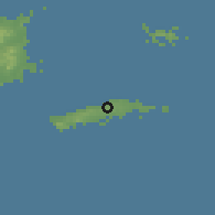 Shaded relief of the 59 km around Vieques, drawn from the GMTED2010 grid