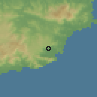 Shaded relief of the 59 km around Yabucoa, drawn from the GMTED2010 grid