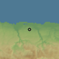 Shaded relief of the 59 km around Búfalo, drawn from the GMTED2010 grid
