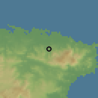 Shaded relief of the 59 km around Campo Rico, drawn from the GMTED2010 grid
